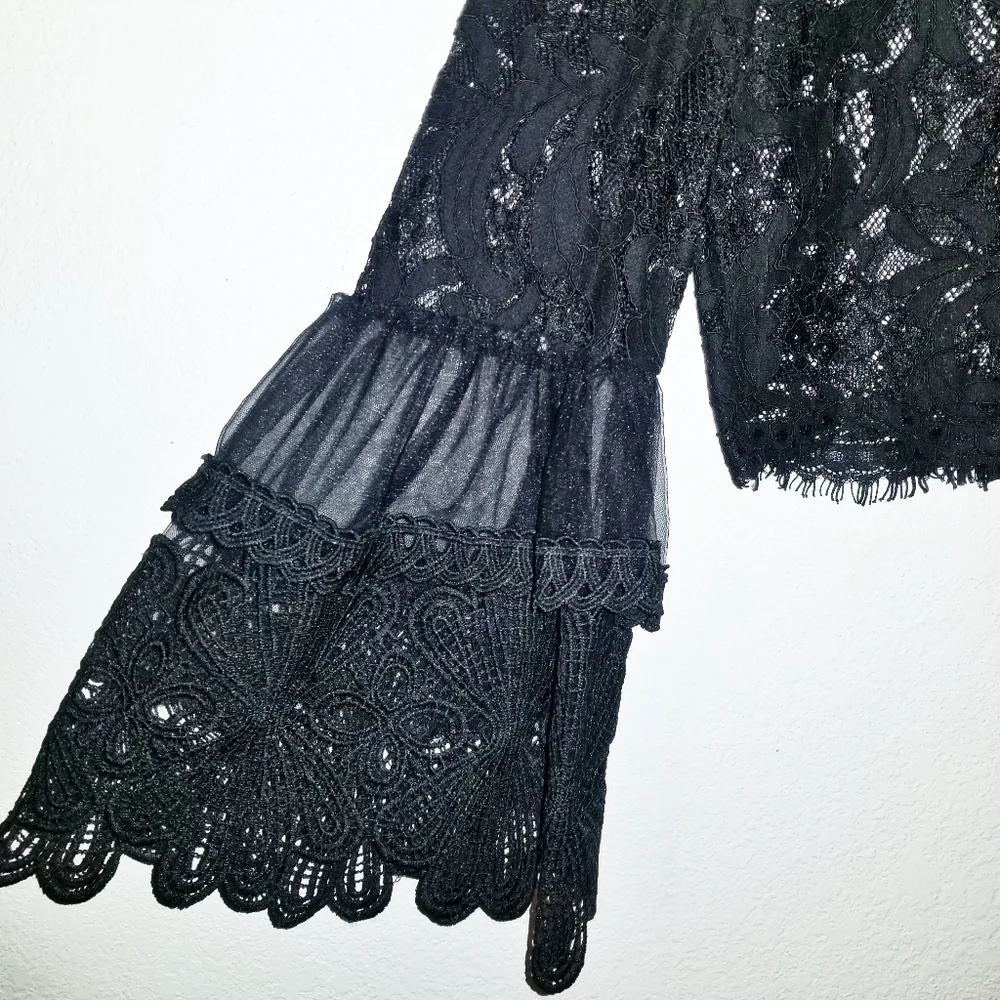 Forever 21 Lace Design Bell Sleeve Crop Top - Picture 5 of 9